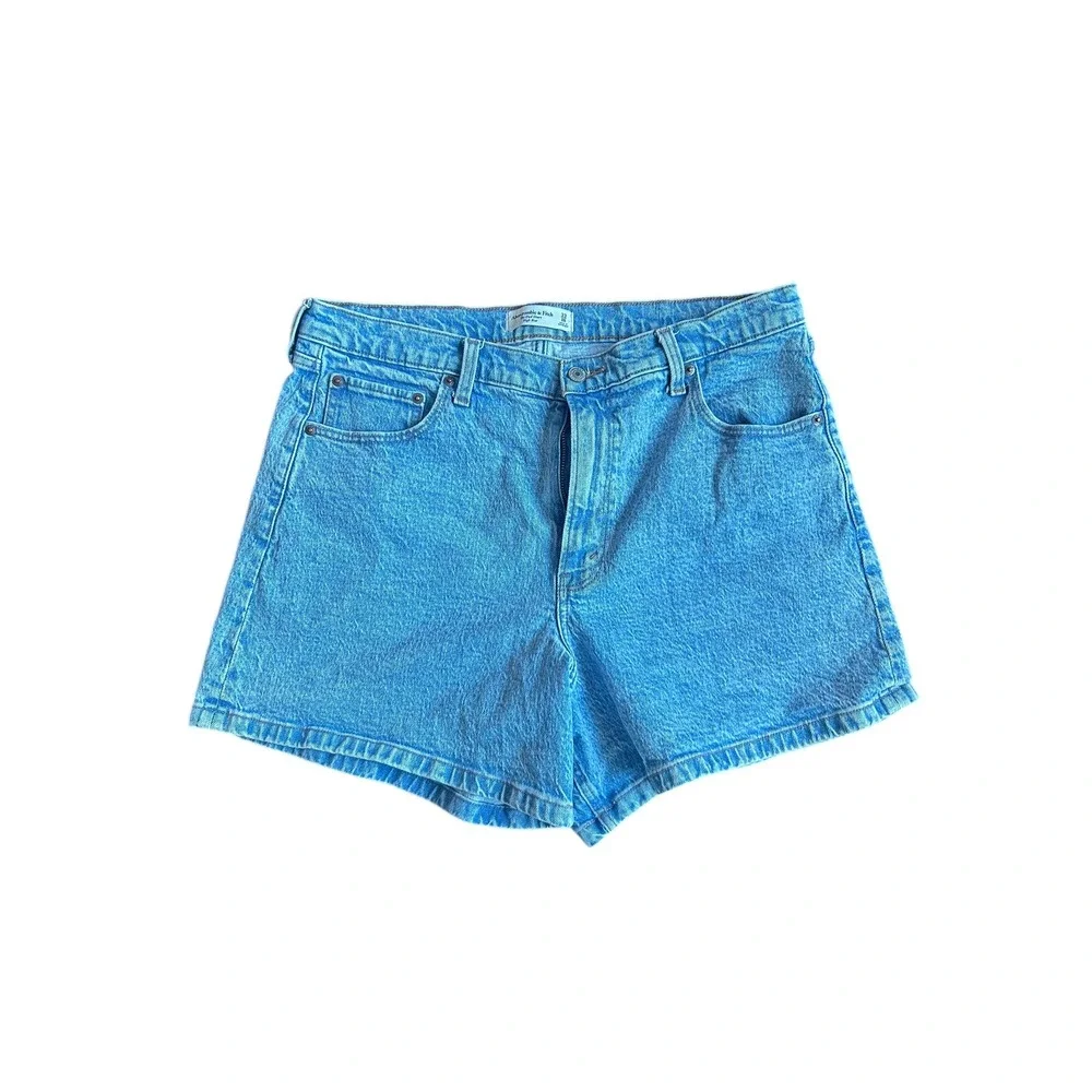 Abercrombie & Fitch The Dad Short High Rise Denim Blue Women's 33/16